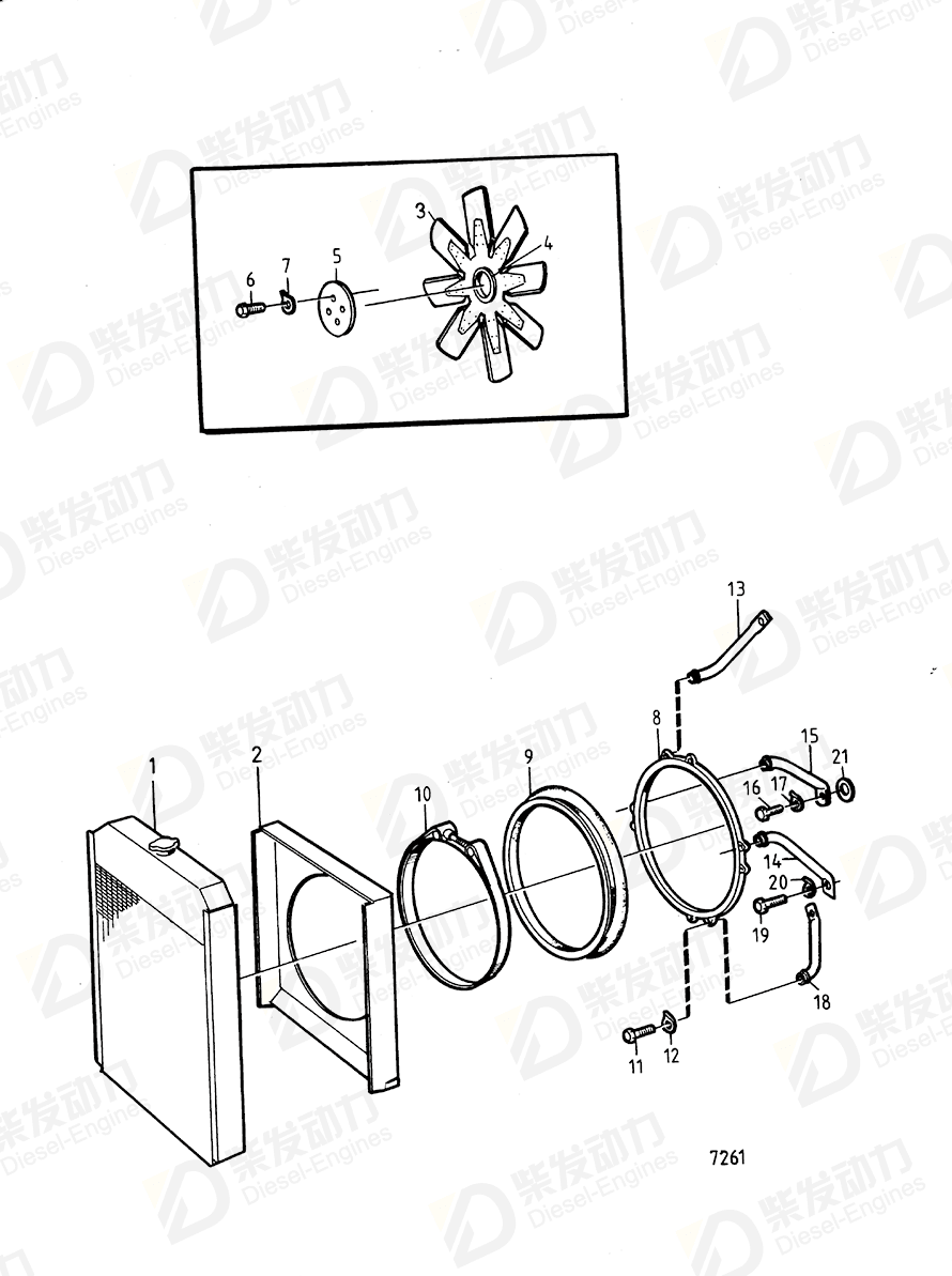 VOLVO Fan, suction type 858730 Drawing